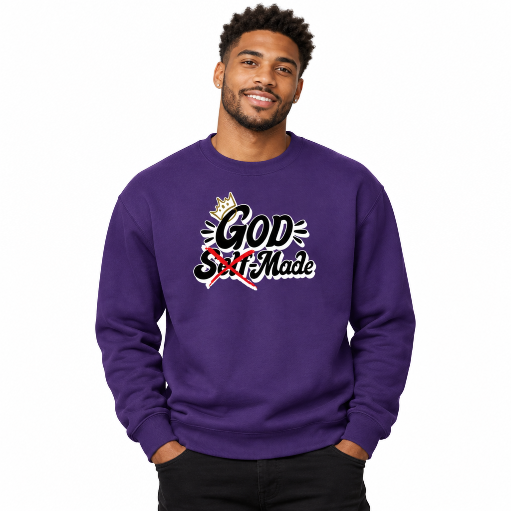God Made Not Self-Made "White" | Colossians 1:16 Collection ™ Premium Double-Sided Sweatshirt