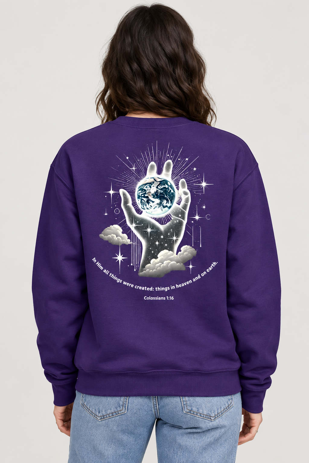 God Made Not Self-Made "White" | Colossians 1:16 Collection ™ Premium Double-Sided Sweatshirt