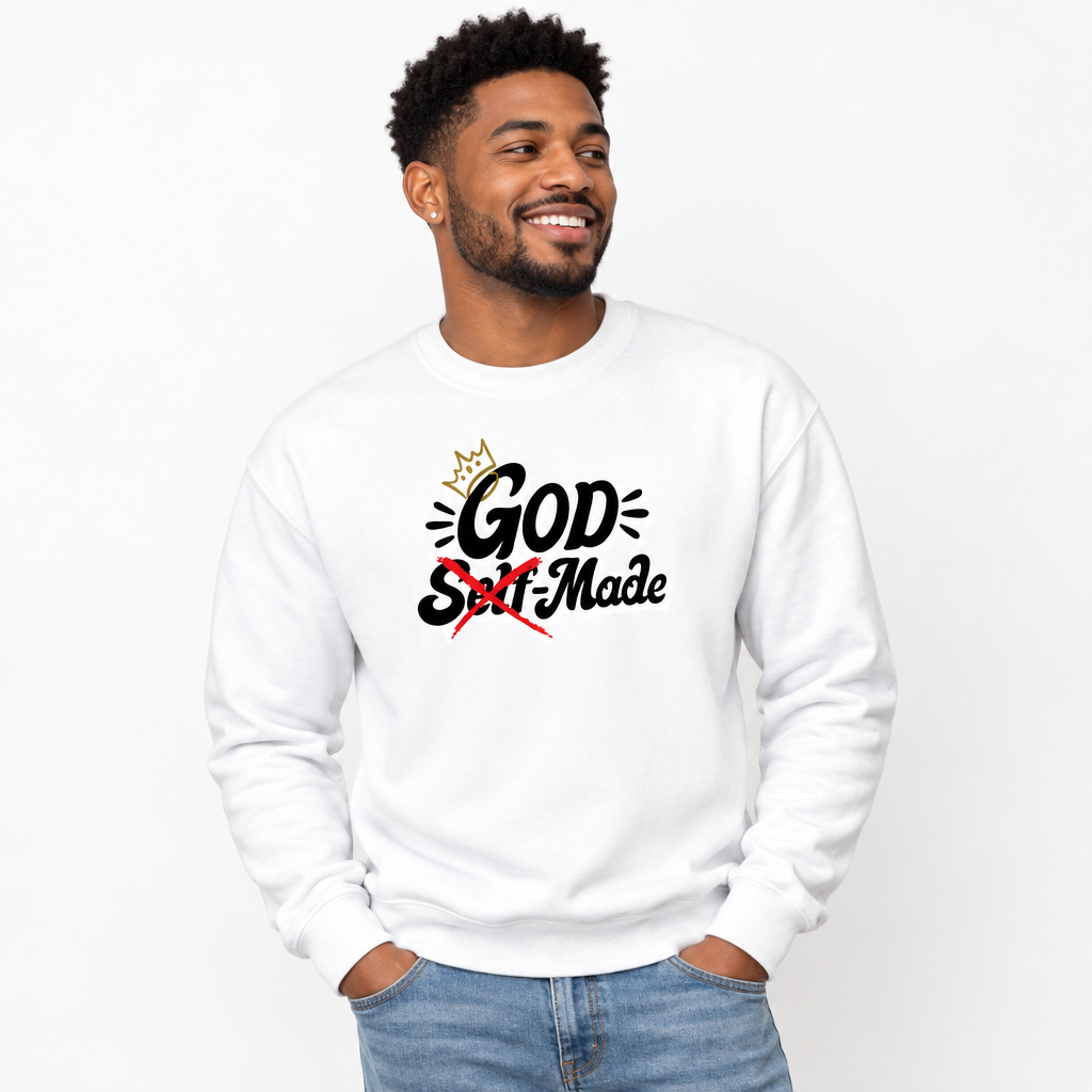 God Made Not Self-Made "Black"| Colossians 1:16 Collection ™ Premium Double-Sided T-Sweatshirt