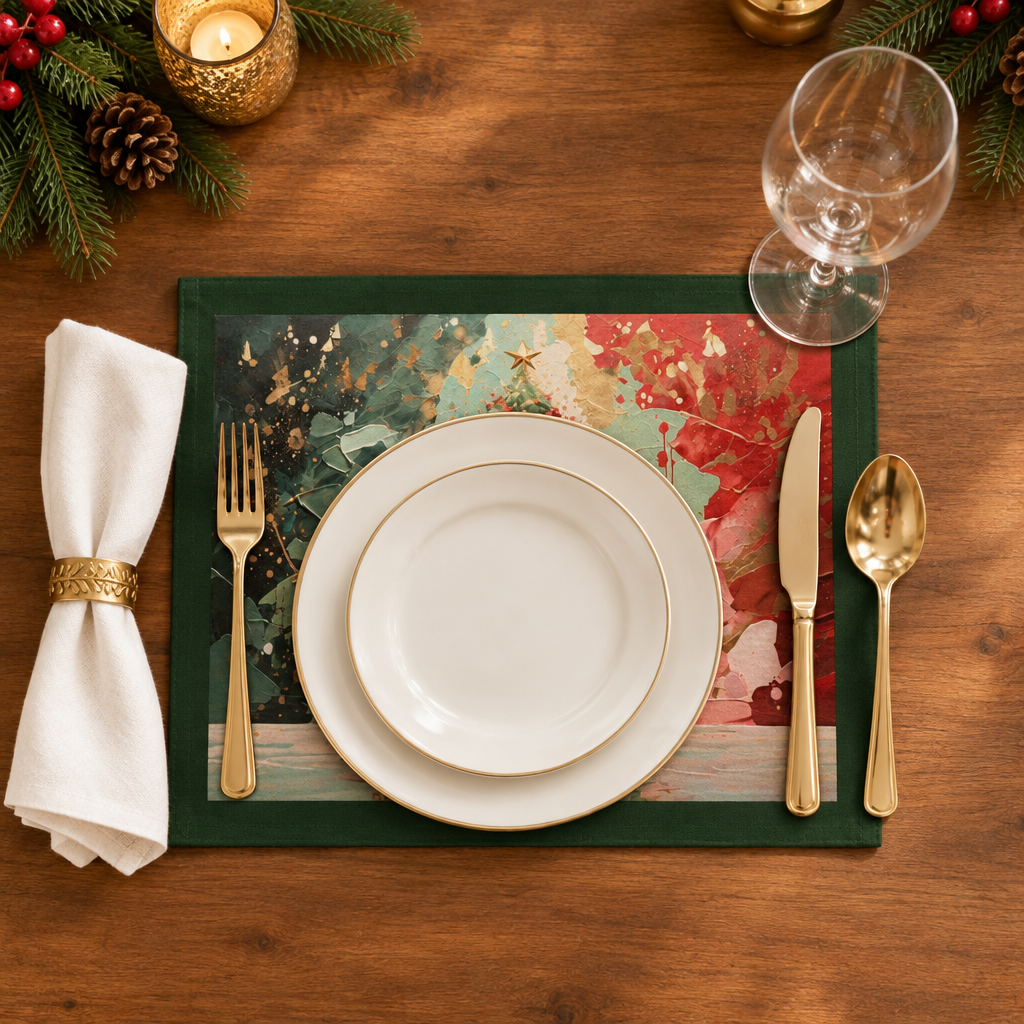 Green Christmas Tree Placemat Set | The Most Wonderful Time of the Year™