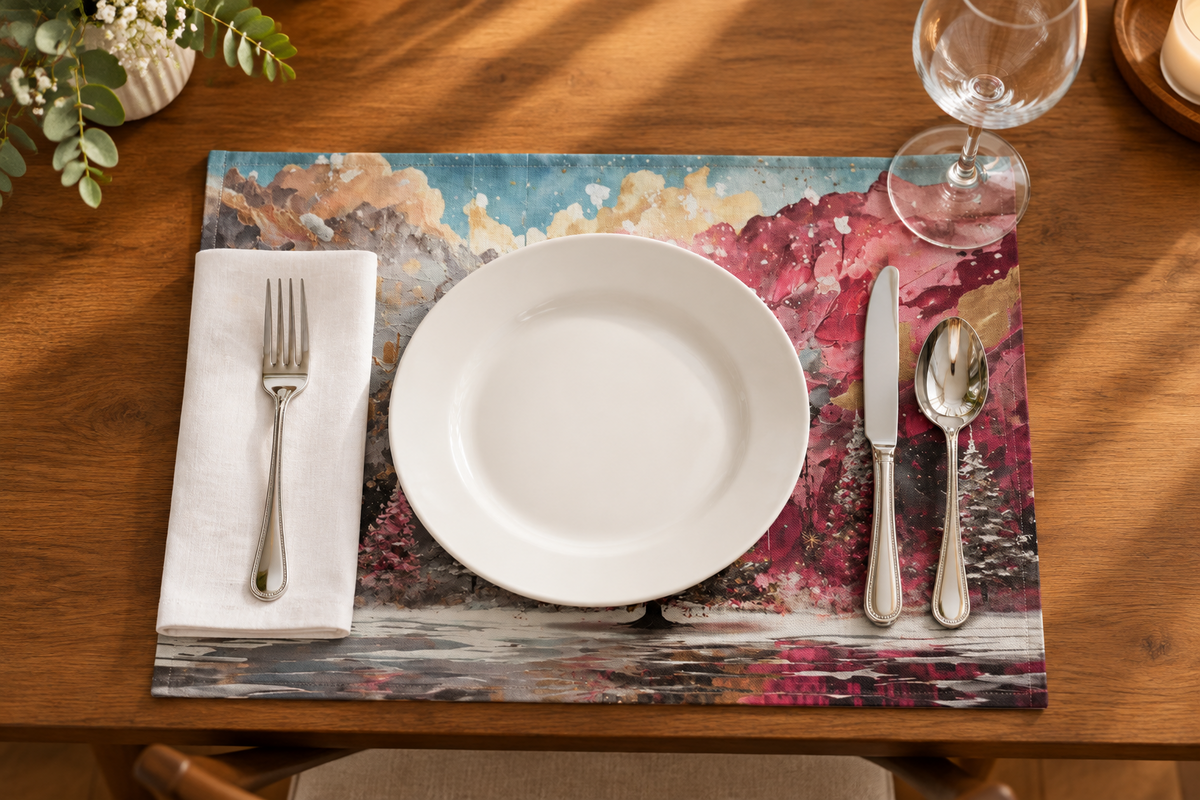 Pink and Gold Christmas Tree Placemat Set | The Most Wonderful Time of the Year™